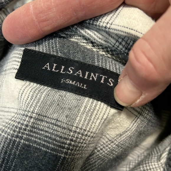 ALLSAINTS Dogwood Shirt in Ecru/Charcoal Size XS - Picture 7 of 14